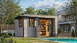WEKA - Abri bois Amberley 8, gris et anthra, 44 mm, Surface hors-tout 20,48m² - vignette