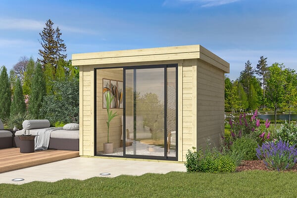 LASITAMAJA - Abri bois SCALA 1 Naturel, 28 mm, surface hors-tout 8,99 m2 - large