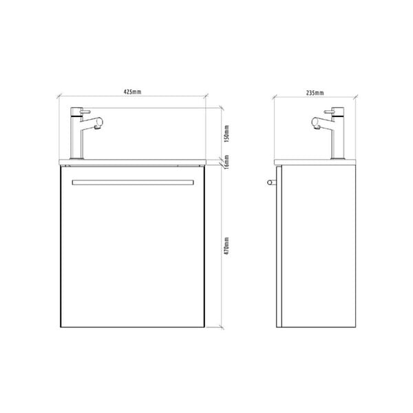 GODART - Pack lave-mains Noir Mat avec vasque design noire - Robinetterie Eau froide à gauche - L.42.5 X H. 48.6 cm - Hanos - large