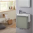 GODART - Pack lave-mains Meuble Vert avec poignée noire et porte serviette - robinet eau froide à gauche - L.48 X H. 52.5 cm - Houston - vignette