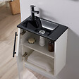 PLANETE BAIN - Meuble pour wc blanc avec lave mains design noir et mitigeur noir - vignette