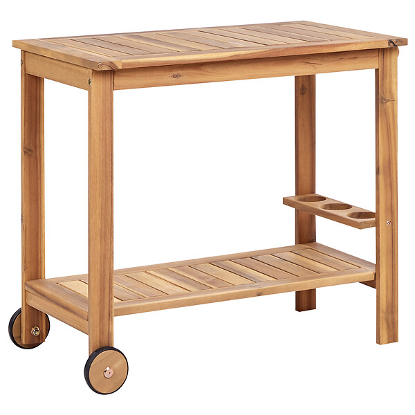BELIANI - Chariot à boissons de jardin SASSARI II Bois d\'acacia certifié Marron clair - large