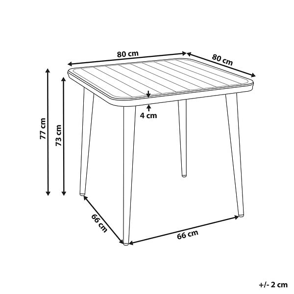 BELIANI - Table de salle à manger de jardin NATURNO 80 cm 80 cm Métal Beige clair - large