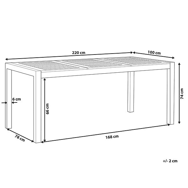 BELIANI - Table de salle à manger de jardin GROSSETO 220 cm 100 cm Bois d\'eucalyptus Marron - large