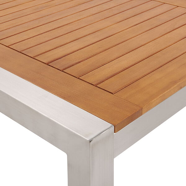 BELIANI - Table de salle à manger de jardin GROSSETO 220 cm 100 cm Bois d\'eucalyptus Marron - large