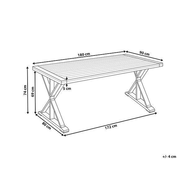BELIANI - Table de salle à manger de jardin CALABRITTO 90 cm 180 cm Acacia Marron - large