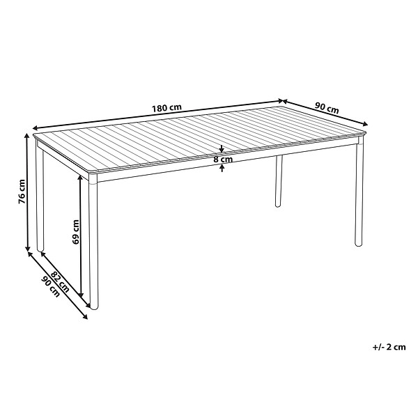 BELIANI - Table de salle à manger de jardin VALLESE 180 cm 90 cm Acacia Marron - large
