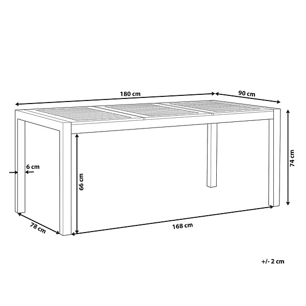BELIANI - Table de salle à manger de jardin GROSSETO 180 cm 90 cm Bois d\'eucalyptus Marron - large