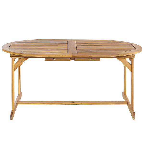 BELIANI - Table de salle à manger de jardin extensible MAUI 160/220 cm 100 cm Acacia Marron clair - large