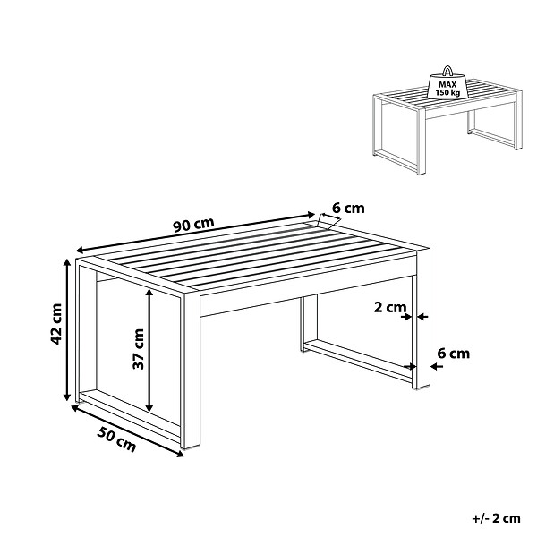 BELIANI - Table basse de jardin SALERNO Métal Gris foncé - large
