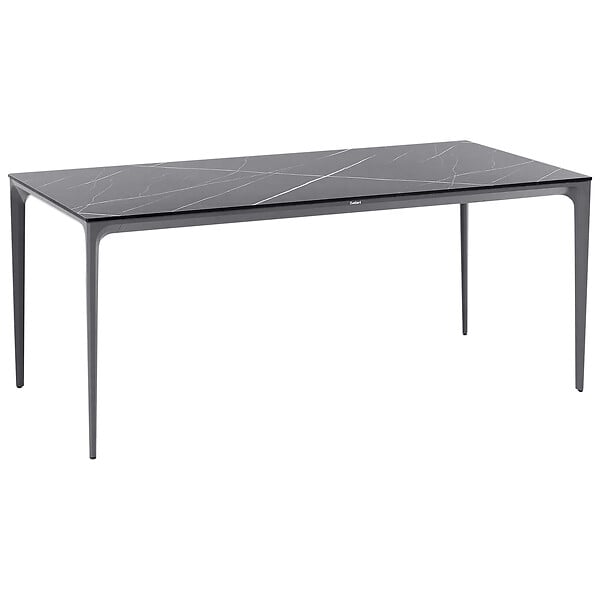 BELIANI - Table de salle à manger de jardin SOVARETO 180 cm 90 cm Effet marbre Marbre noir - large