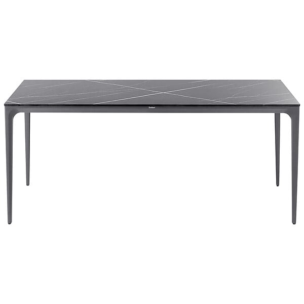 BELIANI - Table de salle à manger de jardin SOVARETO 180 cm 90 cm Effet marbre Marbre noir - large