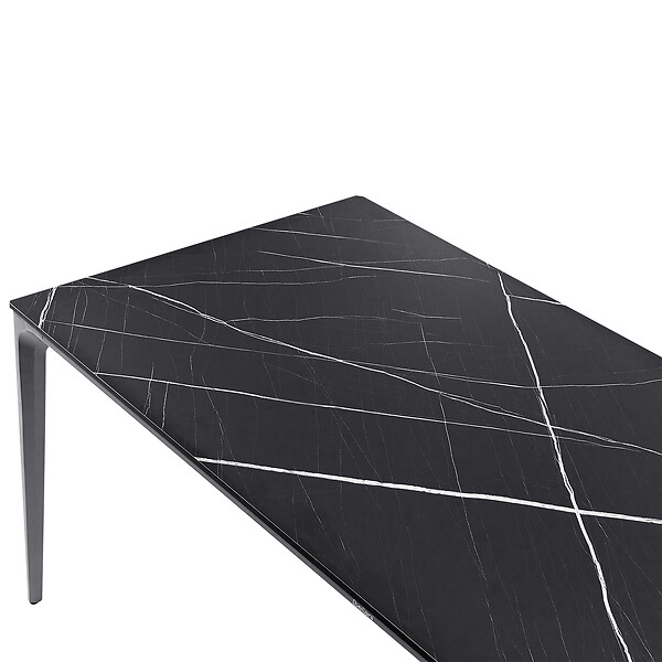 BELIANI - Table de salle à manger de jardin SOVARETO 180 cm 90 cm Effet marbre Marbre noir - large