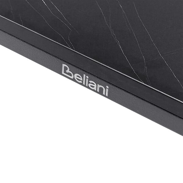 BELIANI - Table de salle à manger de jardin SOVARETO 180 cm 90 cm Effet marbre Marbre noir - large