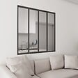 AICA SANITAIRE - Verrière Atelier en 4 vitrage fixe en cadre noir H.108cm x L.123cm verrière fixe kit de verrière et vitrage - vignette