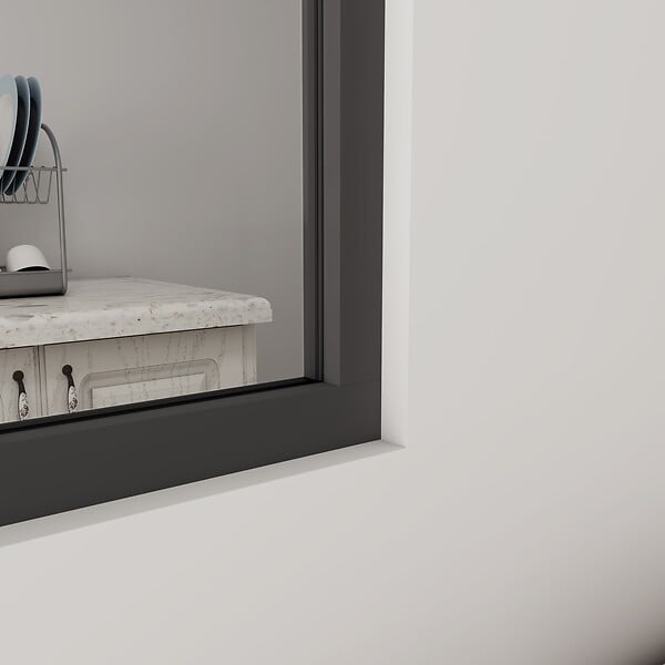 AICA SANITAIRE - Verrière Atelier en 3 vitrage fixe en cadre noir H.108cm x L.93cm verrière fixe kit de verrière et vitrage - large