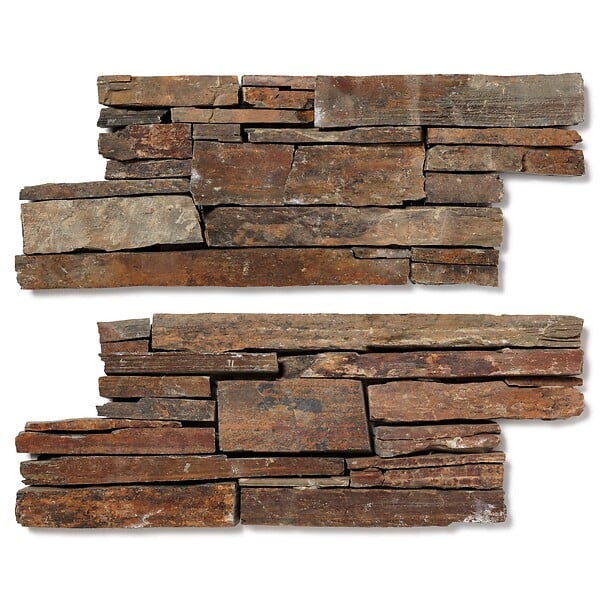 RO'MA NATURE - Pierre de parement Schiste Oxydé 46x20 cm (lot de 1,01 m² soit 11 plaques) - large