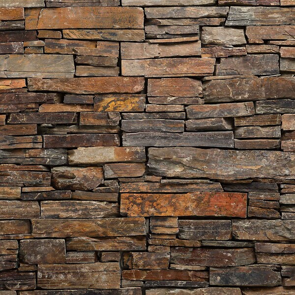 RO'MA NATURE - Pierre de parement Schiste Oxydé 46x20 cm (lot de 1,01 m² soit 11 plaques) - large