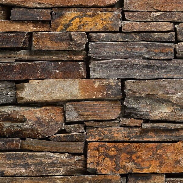 RO'MA NATURE - Pierre de parement Schiste Oxydé 46x20 cm (lot de 1,01 m² soit 11 plaques) - large