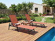 HABITAT ET JARDIN - Lot de 2 bains de soleil en métal avec accoudoirs "Farniente"- Terracotta - vignette