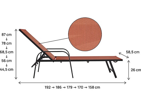 HABITAT ET JARDIN - Lot de 2 bains de soleil en métal avec accoudoirs "Farniente"- Terracotta - large