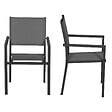 HAPPY GARDEN - Lot de 8 chaises rembourrées en aluminium anthracite - textilène gris - vignette