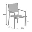 HAPPY GARDEN - Lot de 8 chaises rembourrées en aluminium anthracite - textilène gris - vignette