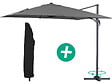 HABITAT ET JARDIN - Parasol jardin déporté Alu "Sun 3" - Carré - 3 x 3 m - Gris + housse de protection - vignette