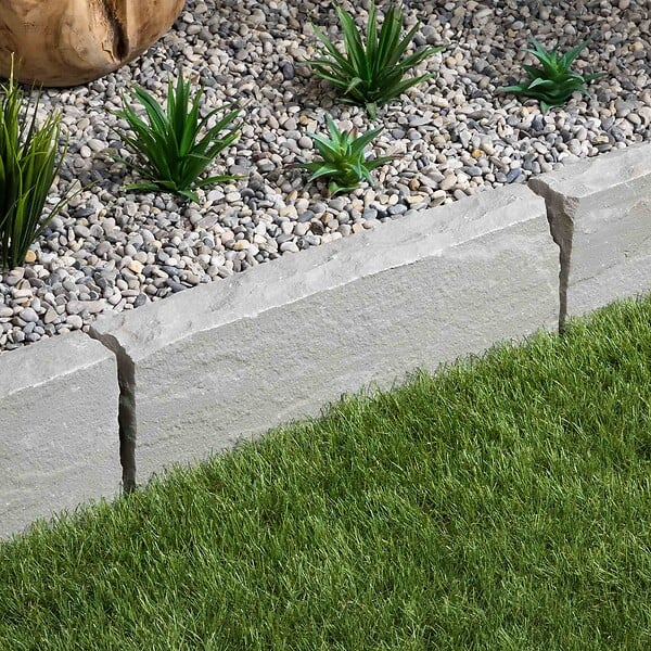RO'MA NATURE - Bordure de jardin Grès Kandla Gris 50x20x8 cm (lot de 20 bordures soit 10 mètres) - large