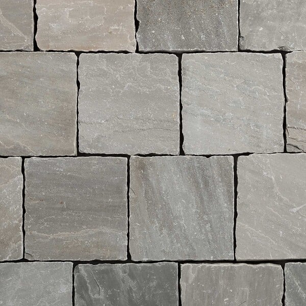 RO'MA NATURE - Pavé Grès Kandla Gris 14x14x3-5 cm (vendu au m² - 42 pavés/m²) - large