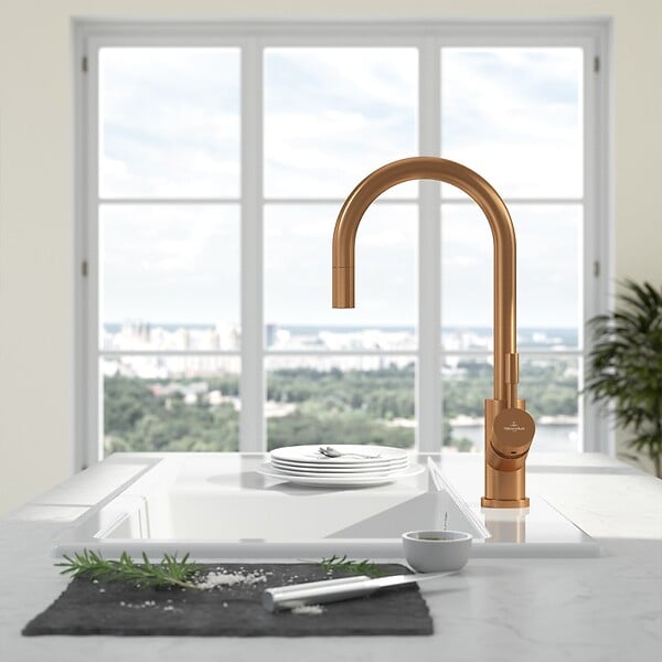 VILLEROY ET BOCH - Robinet cuisine  Umbrella flex bronze - large
