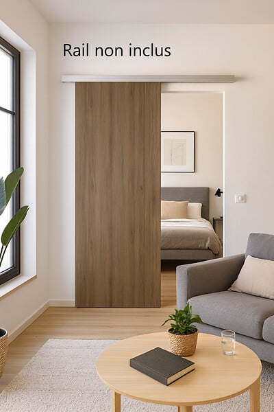 GD MENUISERIES - Porte Coulissante Décor Noyer Light Walnut H204 x L93 cm - large
