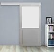 GD MENUISERIES - Porte Coulissante Athena Blanc H204 x L93 cm, Rail alu Bandeau Blanc - vignette
