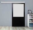 GD MENUISERIES - Porte Coulissante Athena Noir Vitrée H204 x L93 cm, Rail Alu - vignette