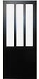 GD MENUISERIES - Porte Coulissante Atelier Noir vitre depoli H204 x L93 cm, Rail alu Bandeau Noir - vignette