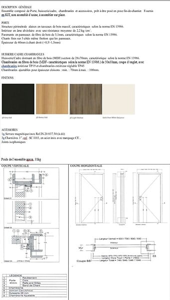 GD MENUISERIES - Bloc porte Décor Chêne Naturel Honey Oak  H204 x L93 cm Côte Tableau P.Droit - large