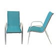 HAPPY GARDEN - Lot de 4 chaises MARBELLA en textilène bleu - aluminium blanc - vignette