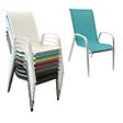 HAPPY GARDEN - Lot de 4 chaises MARBELLA en textilène bleu - aluminium blanc - vignette