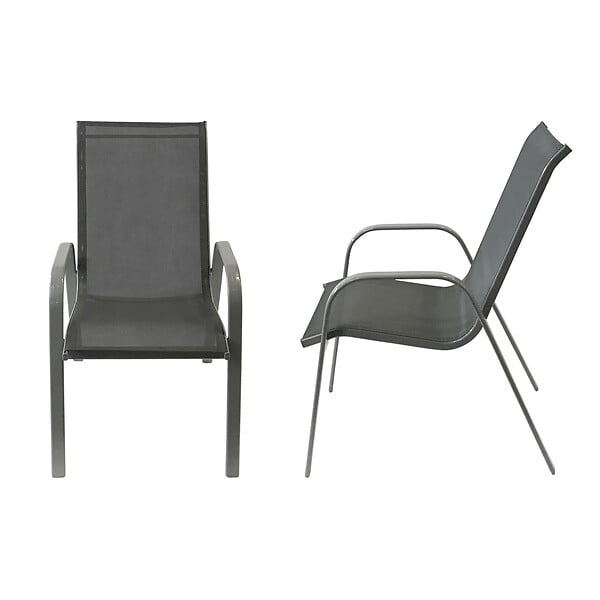 HAPPY GARDEN - Lot de 6 chaises MARBELLA en textilène gris - aluminium gris - large
