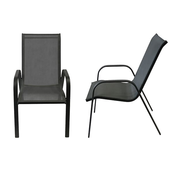 HAPPY GARDEN - Lot de 6 chaises MARBELLA en textilène gris - aluminium gris anthracite - large