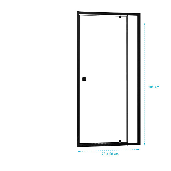 AURLANE - Porte de douche Pivotante Noir 80-90x185cm - Extensible de 78 à 90 cm - BLACK SLIDE 80 90 - large