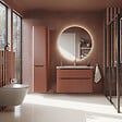 VITRA - Meuble vasque suspendu VitrA Sento Round 80cm Terracotta mat + Colonne version gauche - vignette