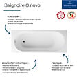VILLEROY ET BOCH - Baignoire droite O.novo 170 x 75 cm Blanc + Pare Bain gauche AURYS Raywall noir mat - vignette
