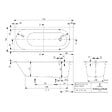 VILLEROY ET BOCH - Baignoire droite  Oberon quaryl 170 x 70 cm  + Pare bain droite AURYS Raywall Noir mat - vignette