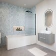 DURAVIT - Baignoire droite D-Code bonde au cente 170 x 75 cm + Pare bain AURYS Raywall noir mat version droite - vignette