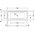 DURAVIT - Baignoire droite D-Code bonde au cente 180 x 80 cm + Pare bain AURYS Raywall noir mat version gauche - vignette