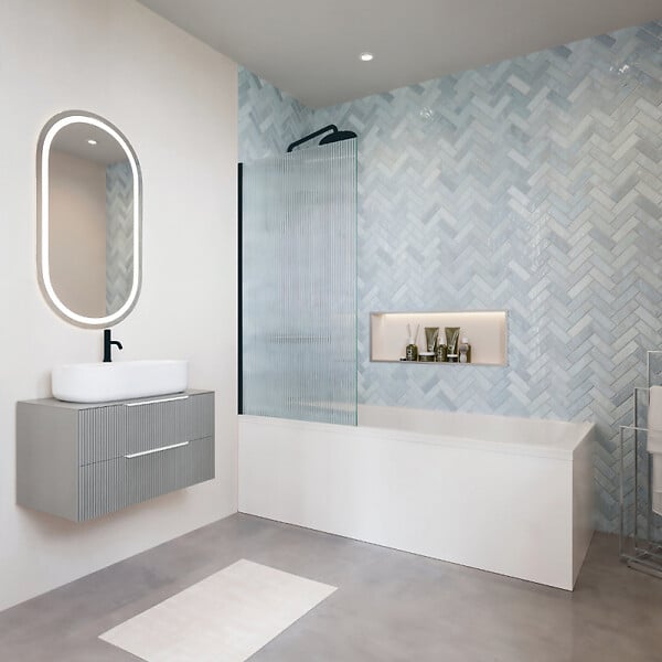 DURAVIT - Baignoire droite 160 X 70 Starck + Pare bain AURYS Raywall noir mat version gauche - large