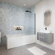 VILLEROY ET BOCH - Baignoire droite Architectura 180 x 80 cm Blanc + Pare bain droite AURYS Raywall Noir mat - vignette