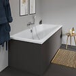 DURAVIT - Baignoire droite D-Code bonde au cente 180 x 80 cm + Pare bain AURYS Raywall noir mat version droite - vignette