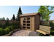 ALTANKA - Abri de jardin en bois - 9m2 - 3x3m - Traité - Ep. 28mm - Couleur: marron - DOM676 - vignette